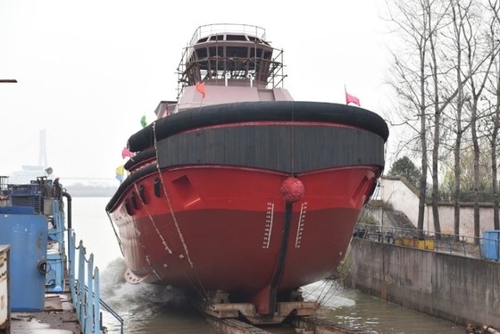 Zhenjiang Shipyard delivers two series of pusher and towing tugs used for bauxite mining in Guinea