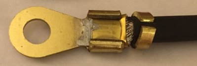 Stranded wire aluminium cable FMRWTM welded to a brass