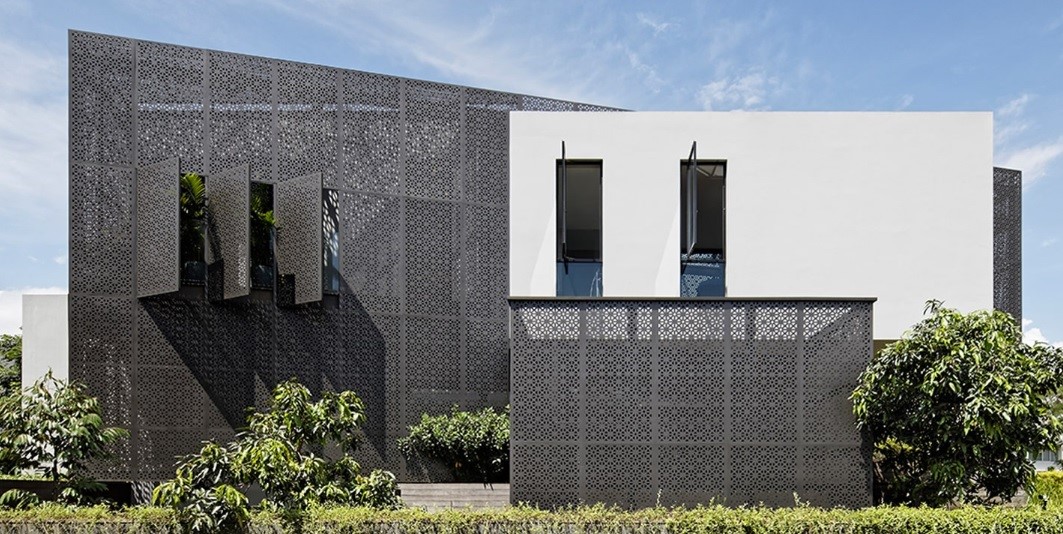 GolFN by GeTs Architects features perforated laser-cut aluminium panels