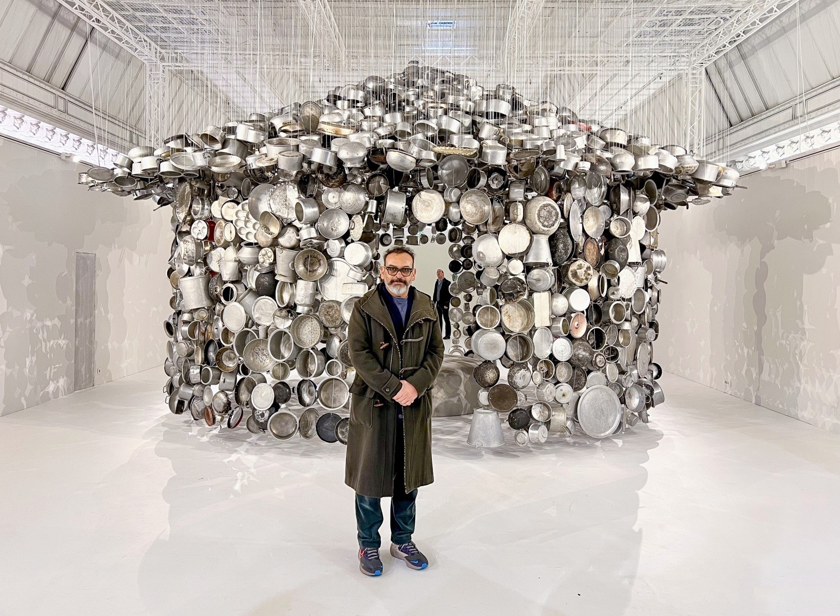 Sangam, the work of art by designer Subodh Gupta is crafted using aluminium utensils