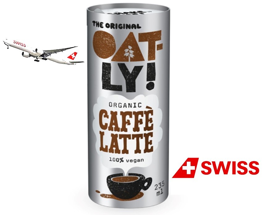 Swiss Air collaborates with Oatly to serve Caffè Latte in aluminium cans 
