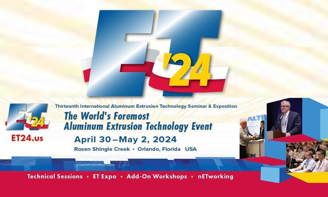 Plan your visit to the 13th International Aluminum Extrusion Technology Seminar on April 30 - May 2, 2024