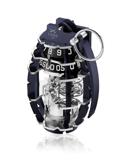 Limited-edition L'Epee grenade clock flaunts shiny aluminium outer shell 