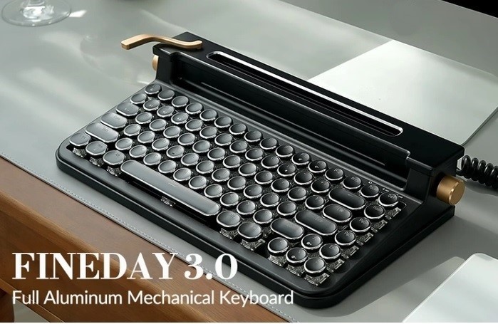 Fineday 3.0 typewriter style keyboard upholds an aircraft-grade aluminium body  