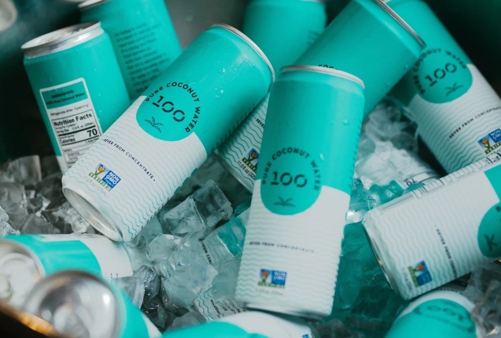 100 Coconuts aluminium canned drinking water bags the Amazon’s Choice recognition award