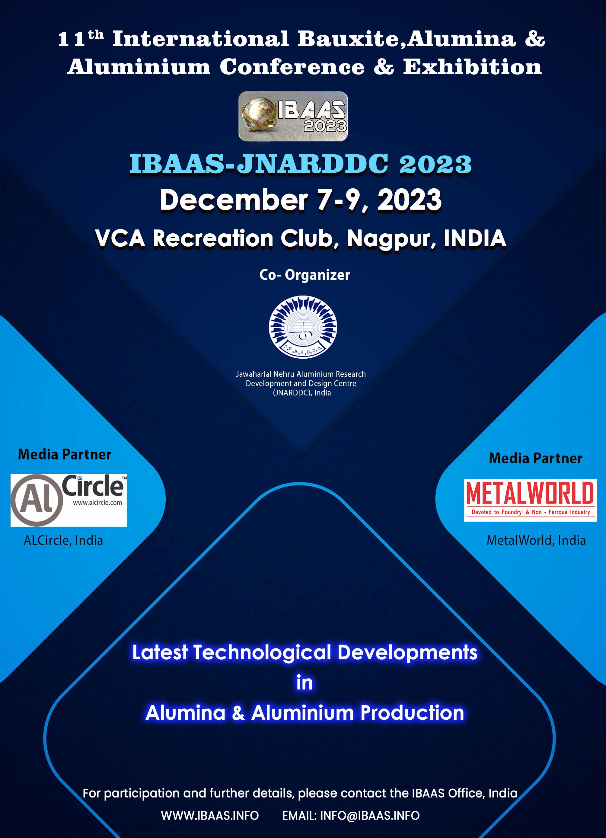 IBAASJNARDDC 2023 11th International Bauxite, Alumina & Aluminium
