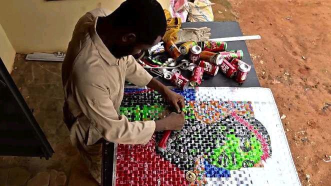Nigerian artist recycles aluminium cans for brilliantly upcycled artwork