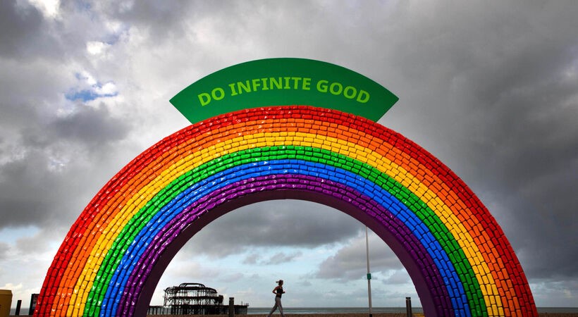 Loreto College students unveil giant rainbow featuring 1,500 recycled aluminium cans for St Patrick's Festival