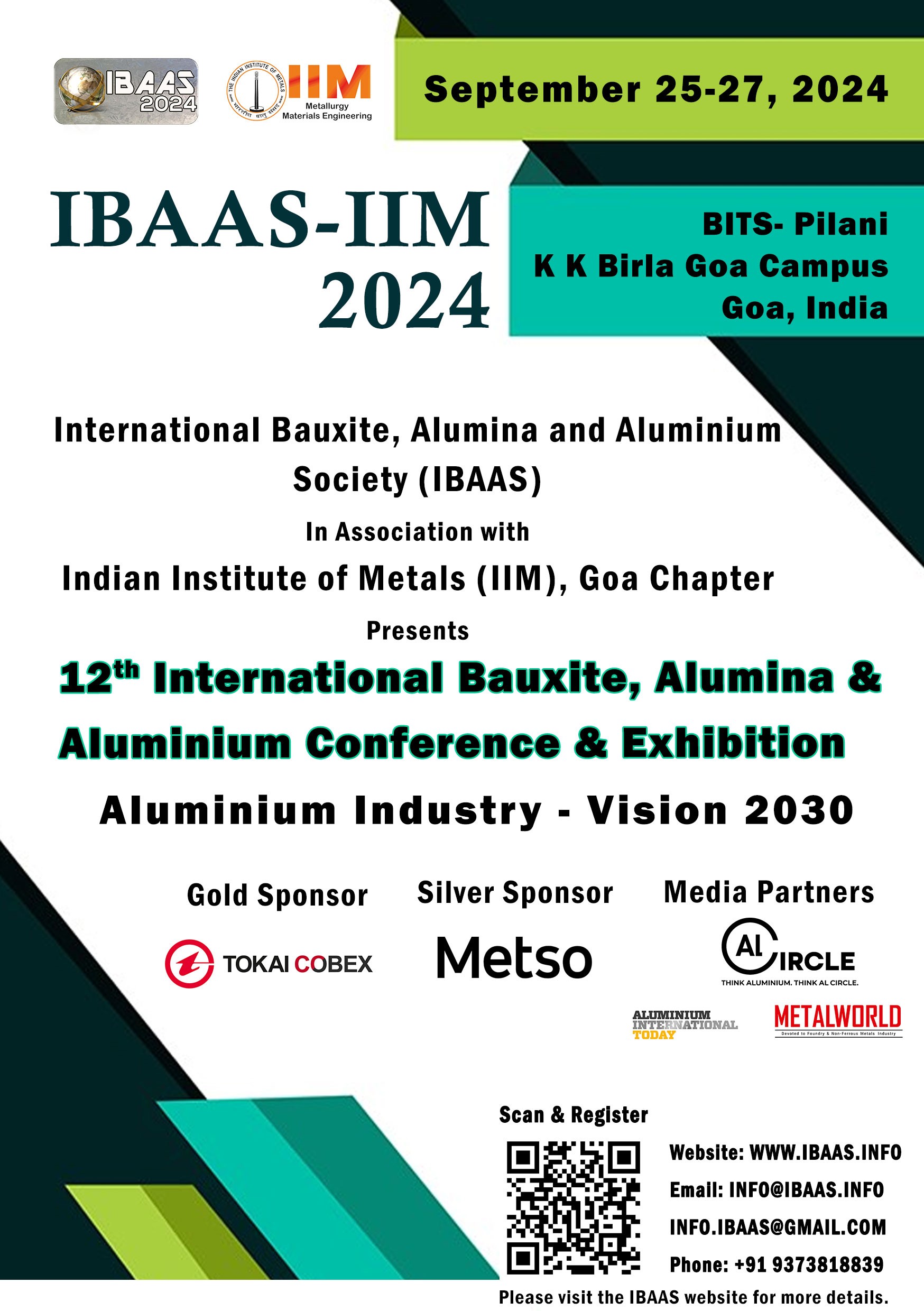 Gear up for the 12th International Bauxite, Alumina and Aluminium Conference & Exhibition (IBAAS-IIM 2024)