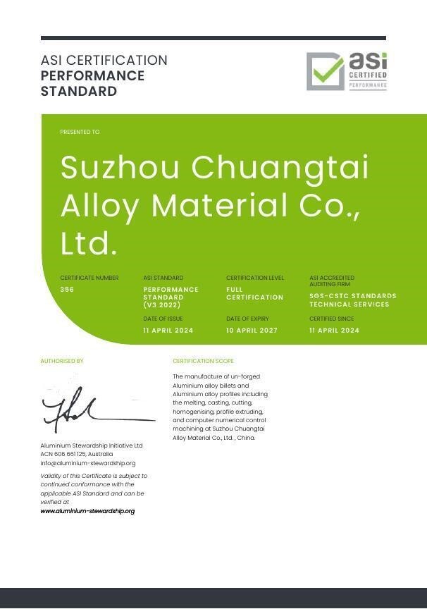 ASI acknowledges INNOVATION New Material Technology Co., Ltd. with Performance Standard Certification