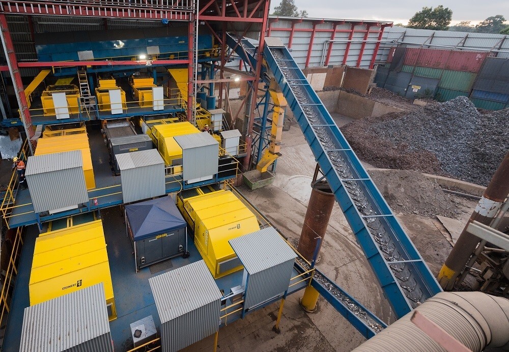 Aussie recycling plant featuring STEINERT sorting technologies processing various light and heavy metals