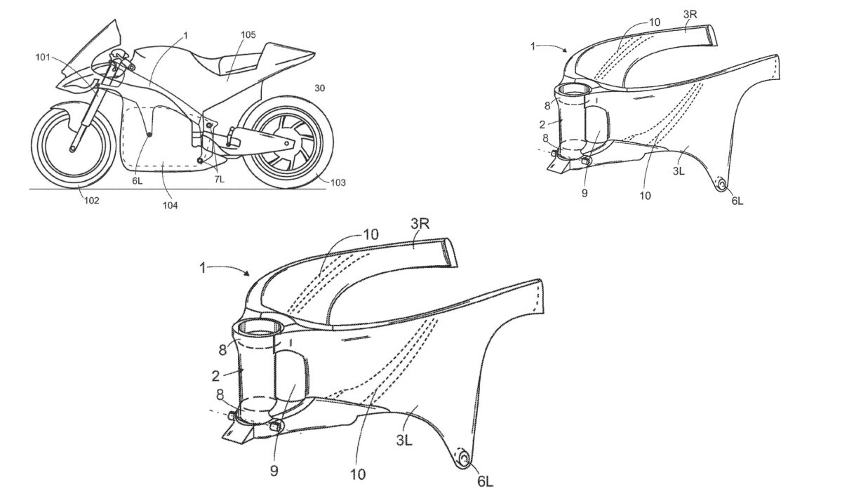 Aprilia’s recent patent reveals new structural details featuring carbon-fibre & aluminium frame 