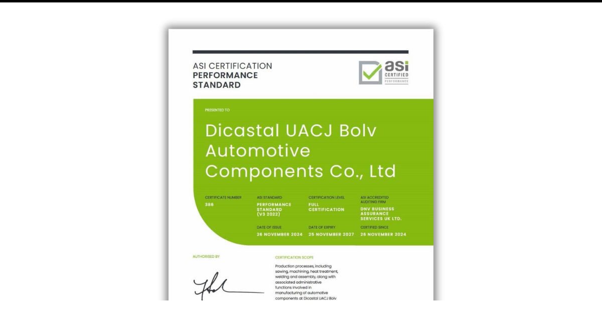 ASI certifies Dicastal