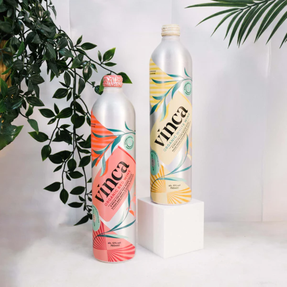 Vinca's 750ml aluminium wine bottles come in two flavors and are available at Tesco.