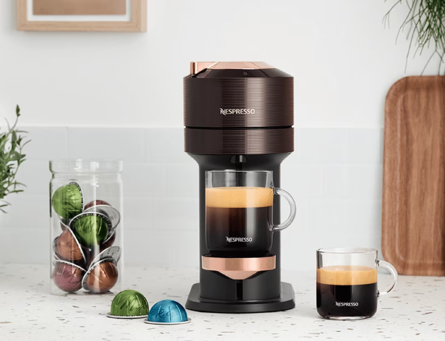 Nespresso aluminium coffee pods promoting freshness and sustainability