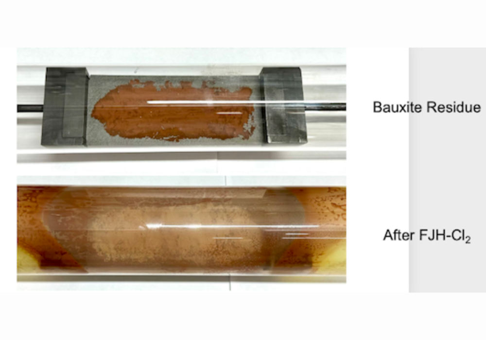 Bauxite residue before and after flash Joule heating with chlorine