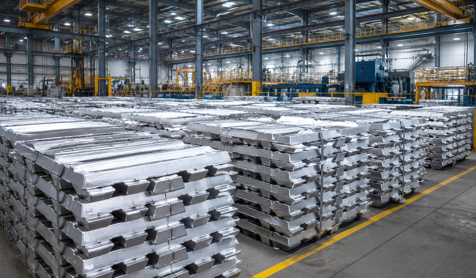 Aluminium ingot in a factory