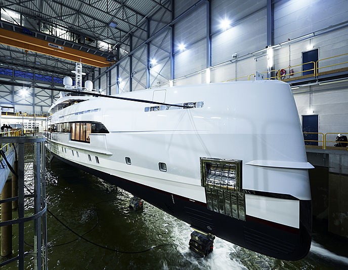 Heesen’s second hybrid superyacht in 5000 aluminium FDHF class hit the water last week