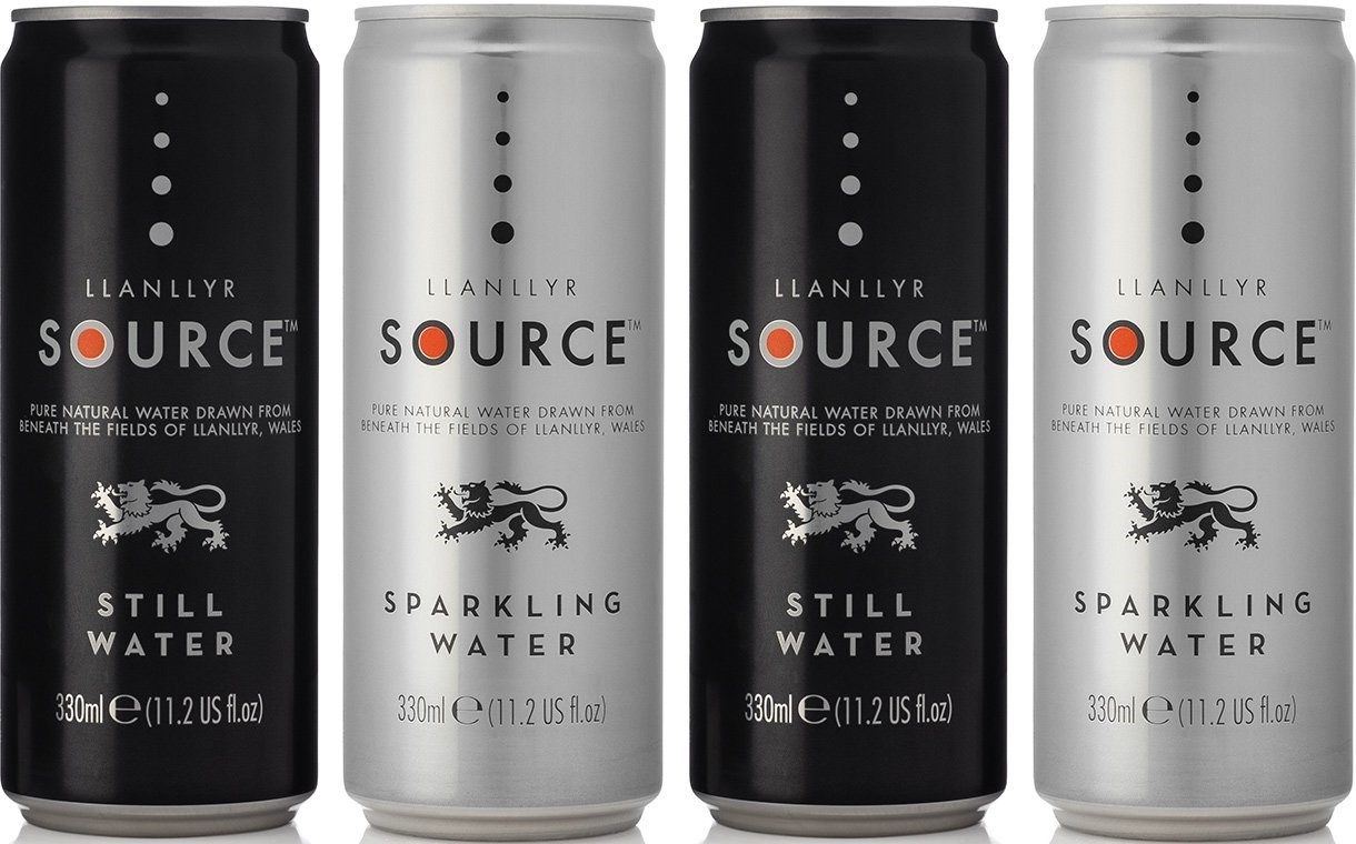 Llanllyr's still and sparkling water in aluminium cans